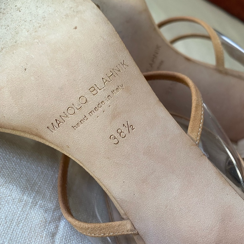 Manolo Blahnik Nude Clear Strap Sandals - Picture 7 of 7